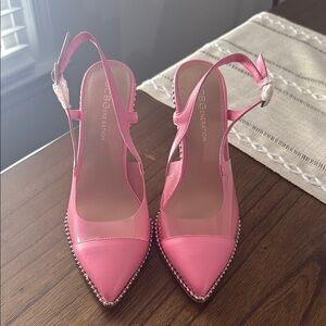 BCBGeneration Pink Pointed Toe Slingback Heels